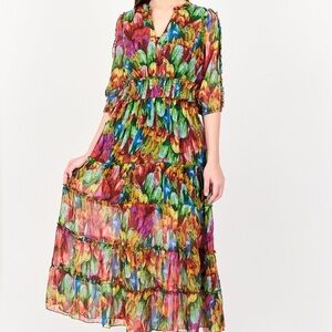 Spy Zone Exchange Tropical Feather Maxi dress